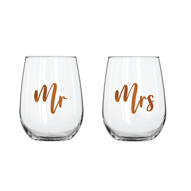 Mr & Mrs Stemless  - Set of 2