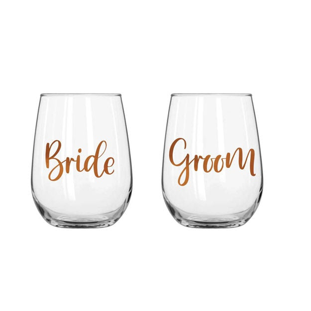 Bride & Groom Stemless - set of 2