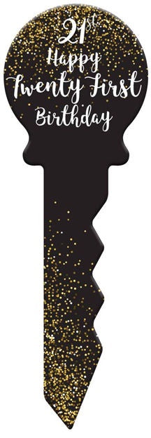 21st Happy Birthday Key Black & White