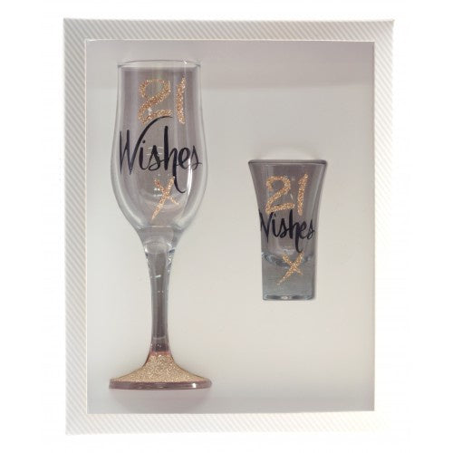 21Wishes Rose Gold Shot and Flute