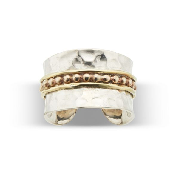 Silver and Brass and Bronze Baci Ring 3932