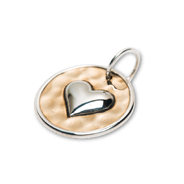 Silver and Bronze Heart Charm 1107