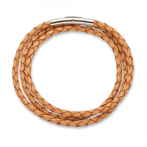 Natural Fine Leather Plaited Wrap Bracelet 4206
