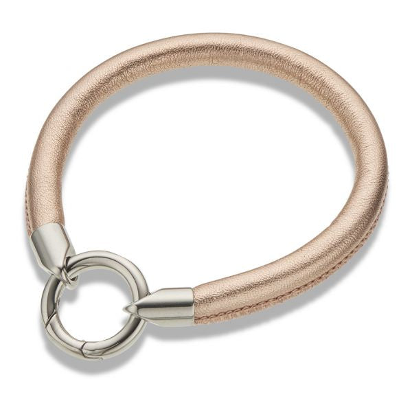 Rose Gold Leather Ring Clasp Bracelet 3742