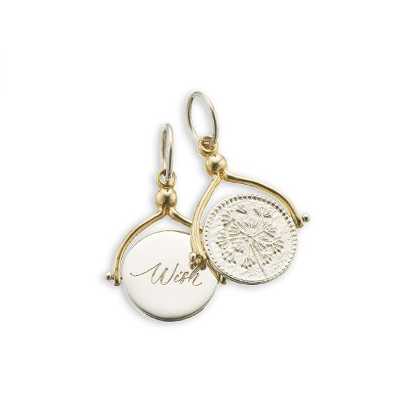 Silver Brass Make a wish spinner charm