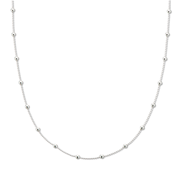 Silver fine ball bead chain necklace 4329