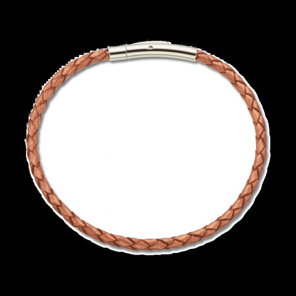 Copper Fine Leather Plaited Bracelet 19cm 4203