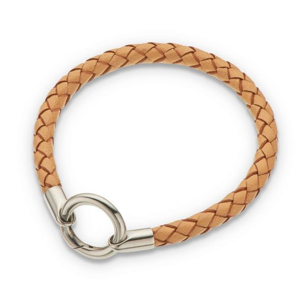 Natural Round Thick Plaited Leather Bracelet 4045