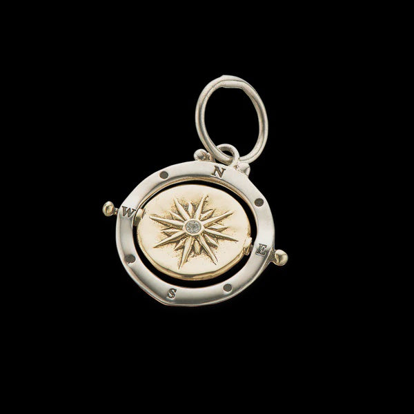 Sil+Brs+Swar Crystal Gidong Light Mini Spinner Charm