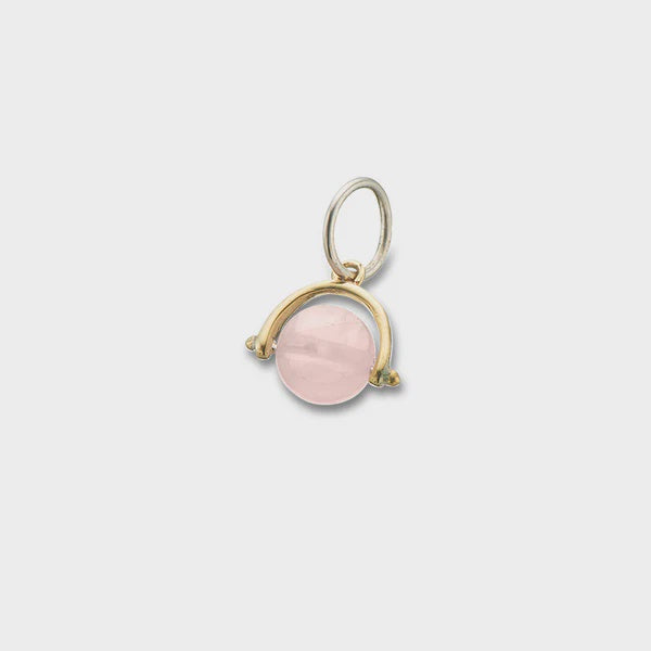Silver +Rose Quarz  Protection Spinner Charm