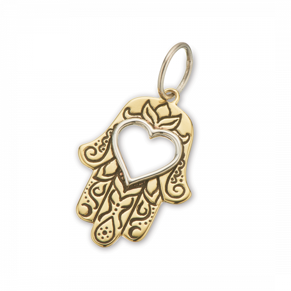Brass and Silver Hamsa Hand Of Protection Charm 4227