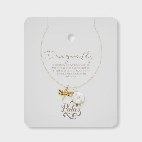 Palas Necklace Charm set Slv+Brs Dragon Fly