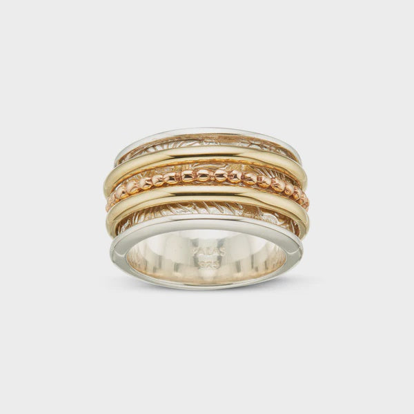 Silver Brass Intentions Meditation Spinning Ring S-7