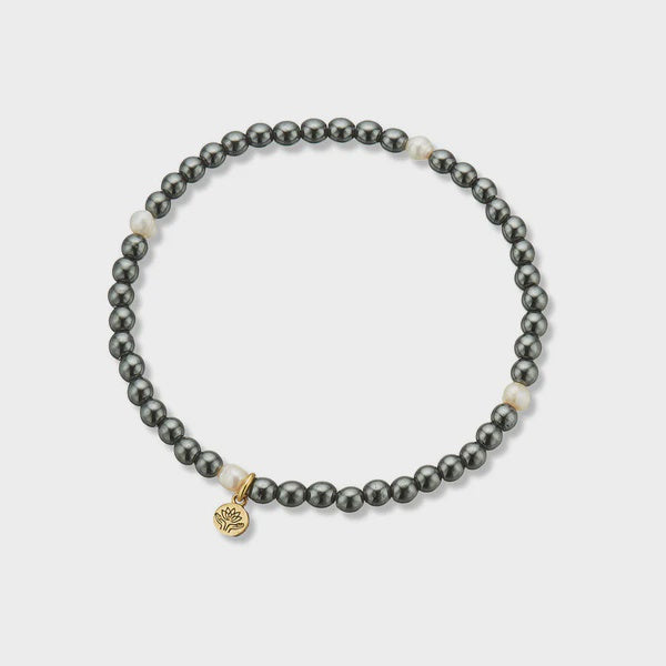 Hematite & pearl prosperity gem bracelet