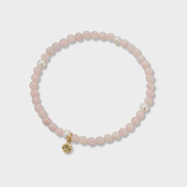 Rose quartz & pearl prosperity gem bracelet