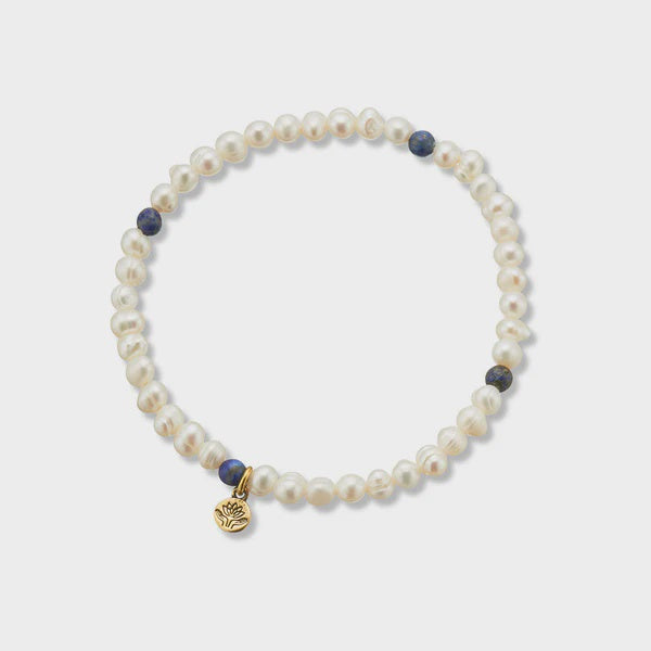 Pearl & lapis lazuli prosperity gem bracelet