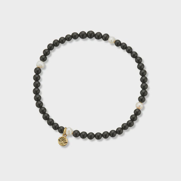 Onyx & pearl prosperity gem bracelet