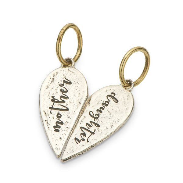 Mother Daughter Split Heart Charm Pair 3873