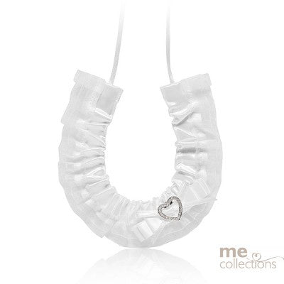 Horseshoe With Bow and Diamonte Heart - Ivory