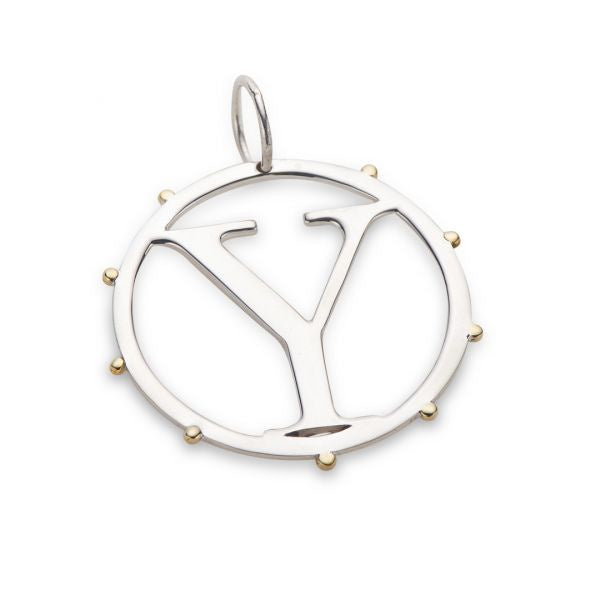 Silver and Brass Cut Out Initial Charm Y 3700Y