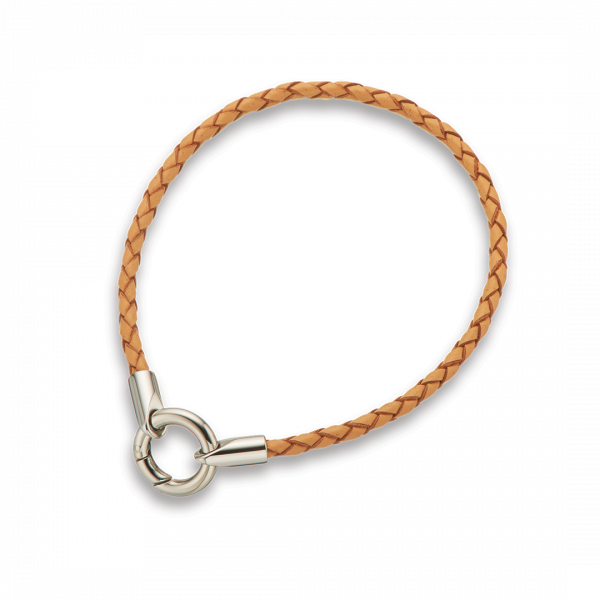 Natural Round Plaited Fine Leather Bracelet 21.5cm 4047