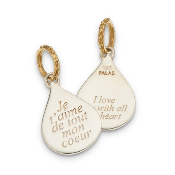 Silver and Brass French Jetaime Detout Mon Coeur Doublesided Charm 4013