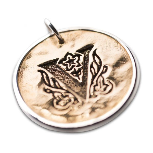 Silver And Bronze Script Initial V 1050v