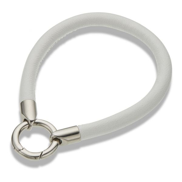 White Leather Ring Clasp Bracelet 3744