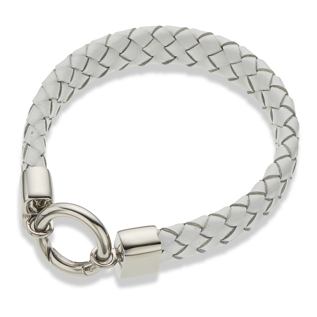 White Leather Wide Bracelet 10.5cm 3348