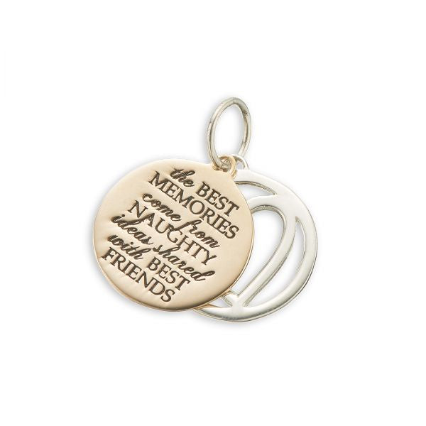 Sliver Bronze Best Memories Naughty Ideas Heart Slider Charm