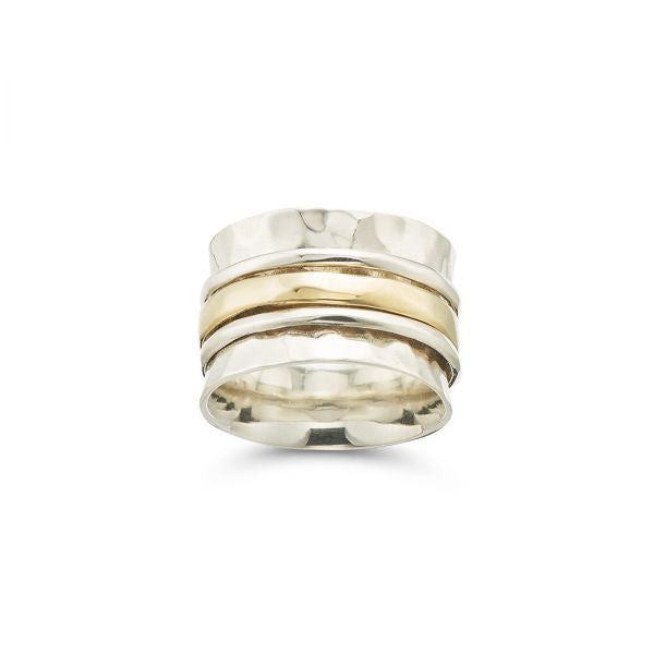Silver Brass Manifest meditation spinning ring M-8