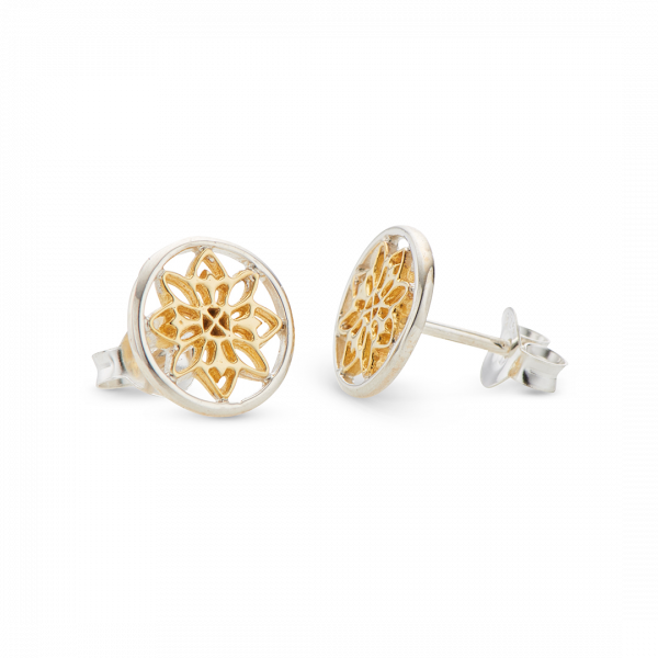 Silver Brass Mandala Stud Earrings 4180