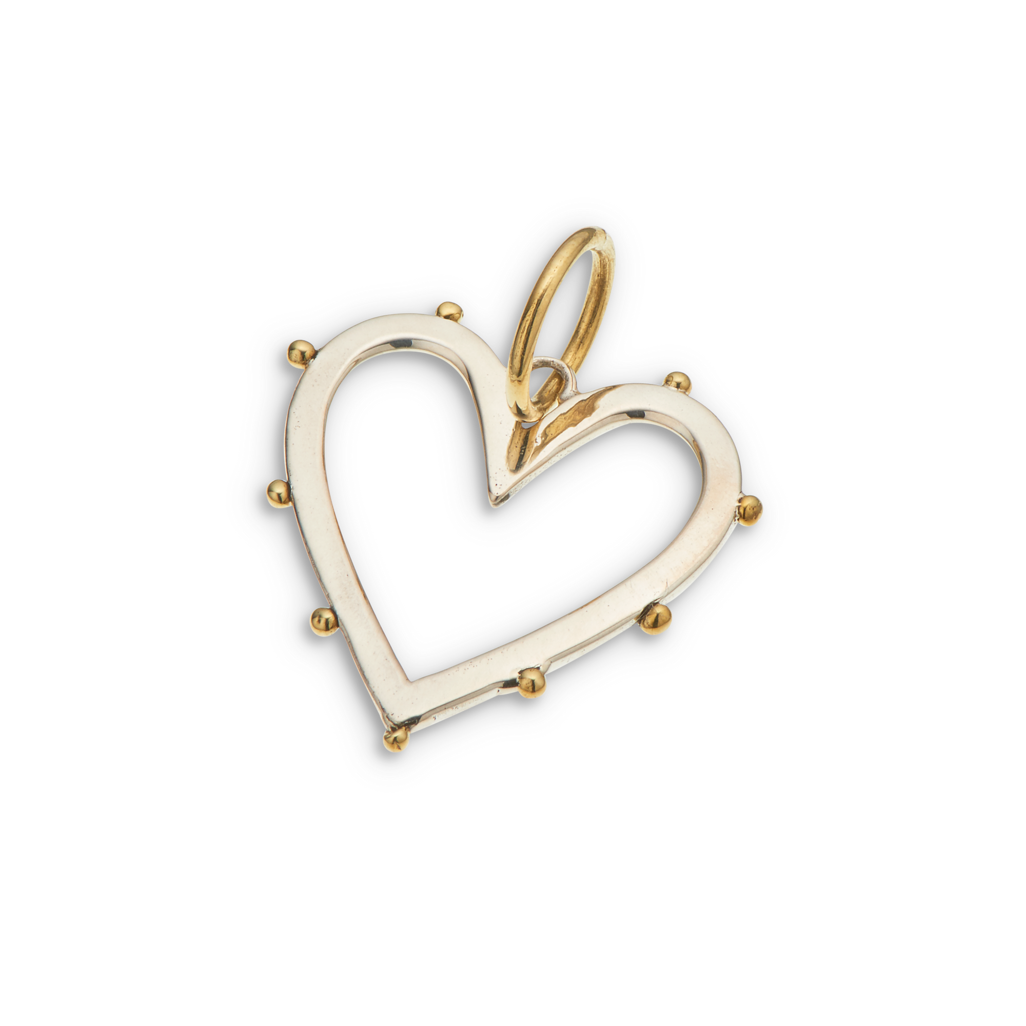 Silver and Brass Open Heart Charm 4011