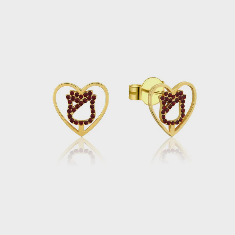 Enchanted Rose Heart Stud Earrings