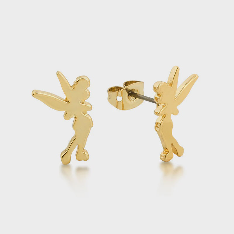Tinker Bell Silhouette Stud Earrings - Gold Plated