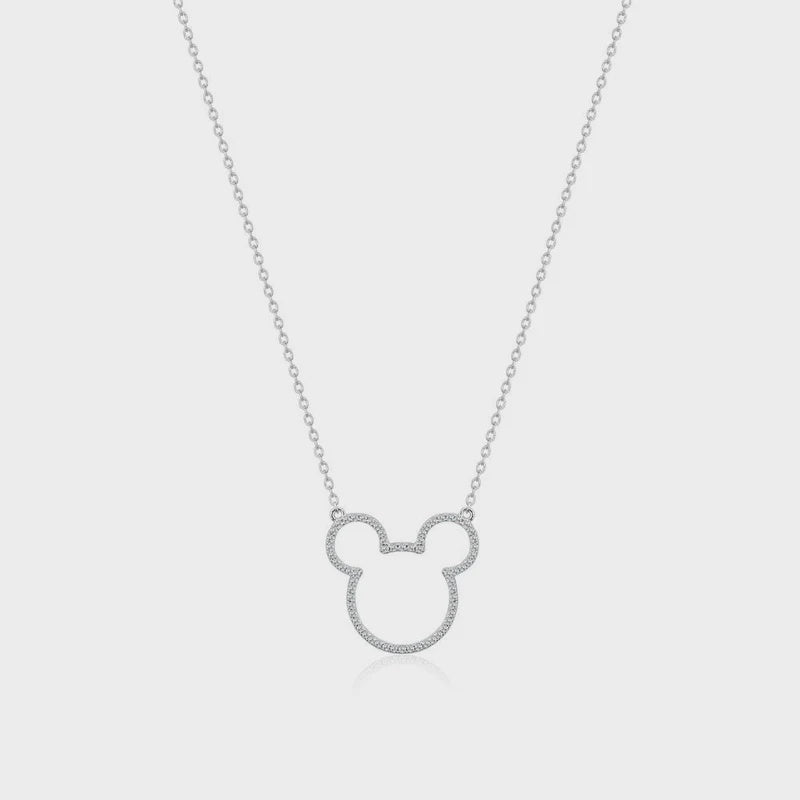 Precious Metal Mickey Mouse Crystal Outline Necklace