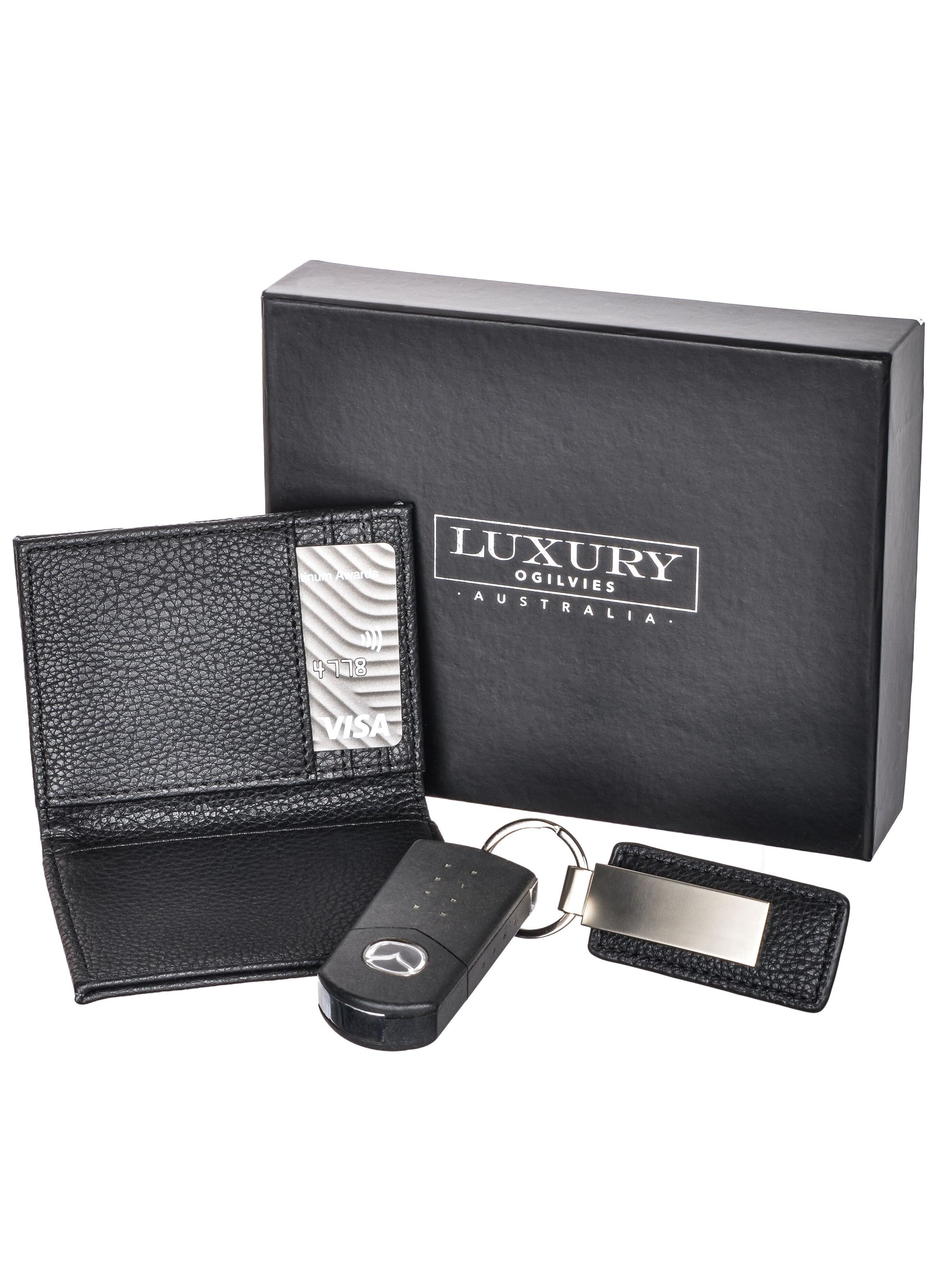 Black Wallet & Keyring Set