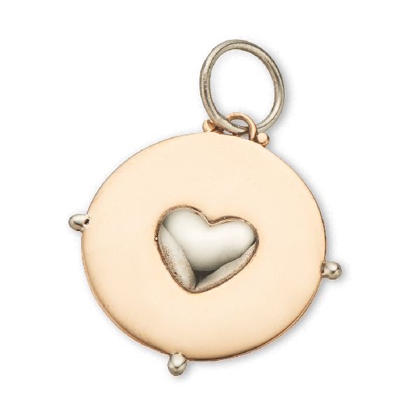 Bronze and Silver Circle Heart Charm 4250