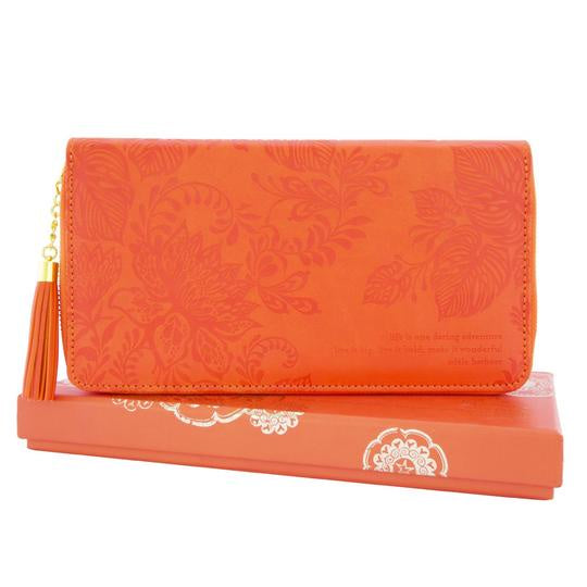 Persimmon Leather Travel Clutch