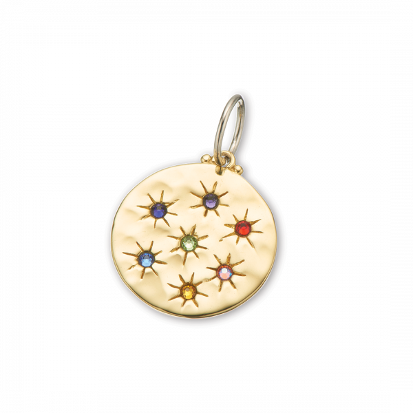 Brass and Silver and Swarovski Crystal Chakra Healing Charm 4211