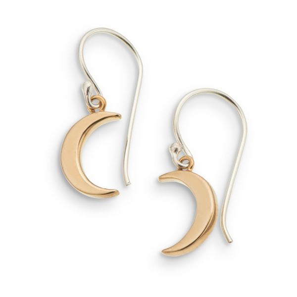 Bronze and Silver Petite Moon Earrings 4029