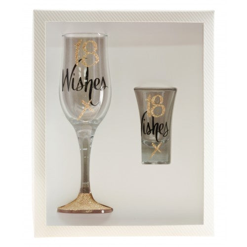 18 Wishes Rose Gold Shot and Flute