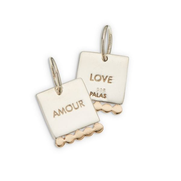 Silver and Bronze French Amour/Love Double Sided Charm 4010