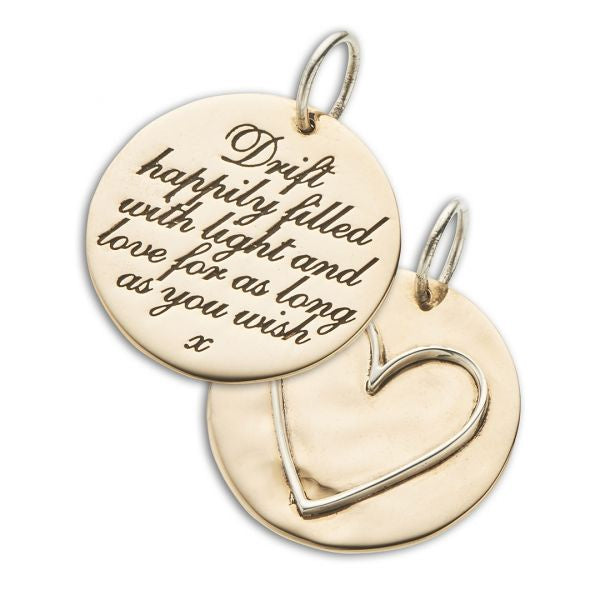 Silver and Bronze Drift Happily Double Sided Charm 3972