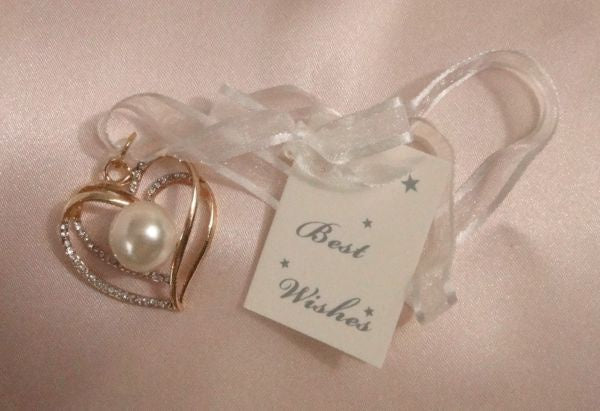 Bridal Charm Heart Charm with Pearl Gold