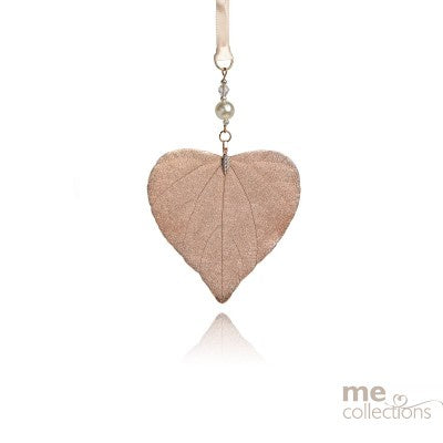 Bridal Charm Leaf Heart Shape - ROSE GOLD
