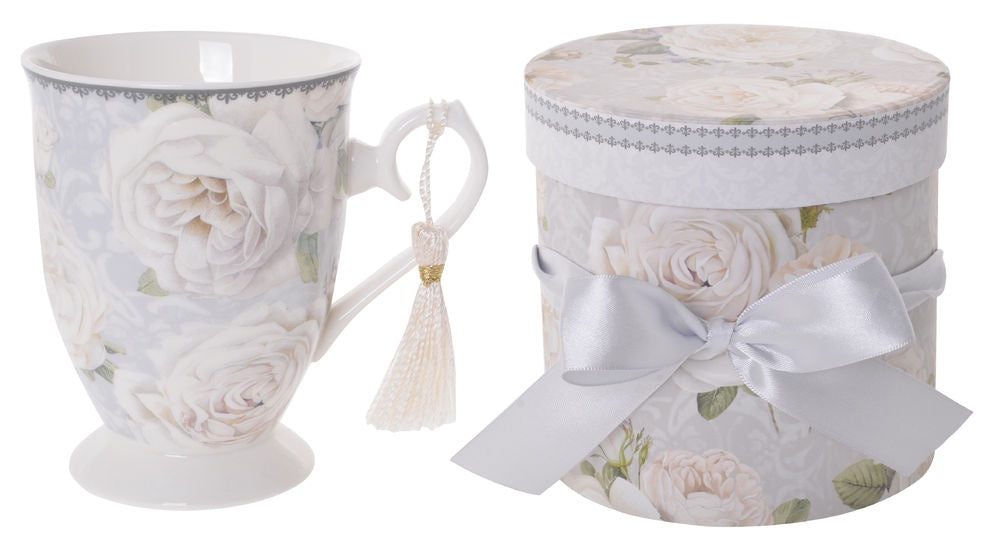 White Rose Footed Mug