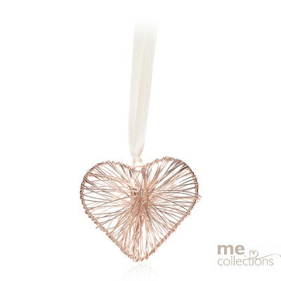 Heart Intricate Wire - Rose Gd